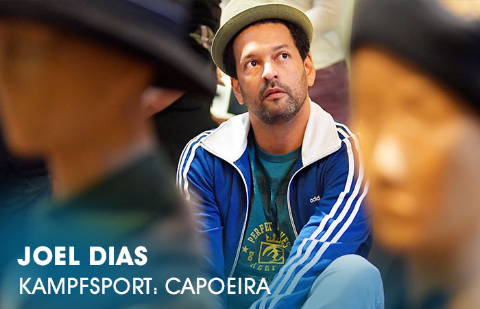 Der Dozent Joel Dias lehrt an der Artrium Schauspielschule Hamburg das Fach Kampfsport: Capoeira